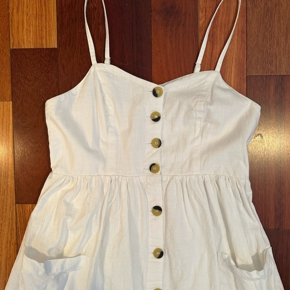Design Lab | White cotton button-down lined sundress size M - Picture 3 of 4